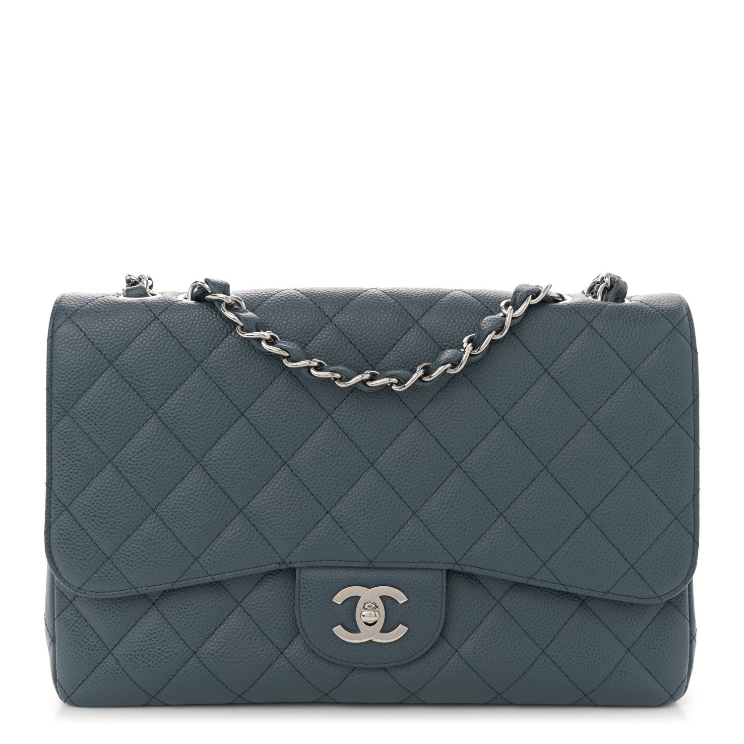 Chanel Caviar Quilted Jumbo Single Flap Blue 1 of 11