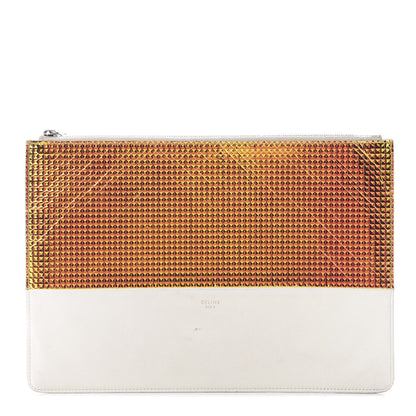 Celine Lambskin Bi-Color Solo Clutch Pouch White 1 of 10