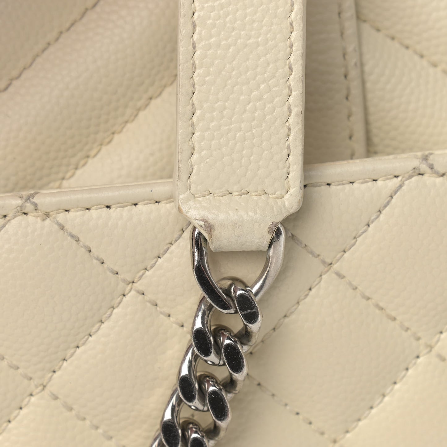 Grain De Poudre Textured Mixed Matelasse Large Triquilt Monogram Satchel Porcellana