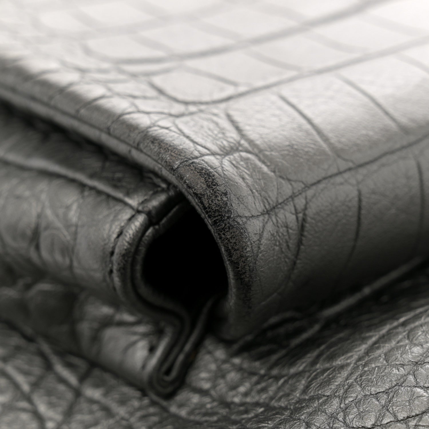 Chanel Metallic Calfskin Crocodile Embossed Large Backpack Silver 11 of 11