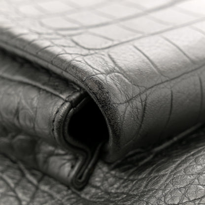 Chanel Metallic Calfskin Crocodile Embossed Large Backpack Silver 11 of 11