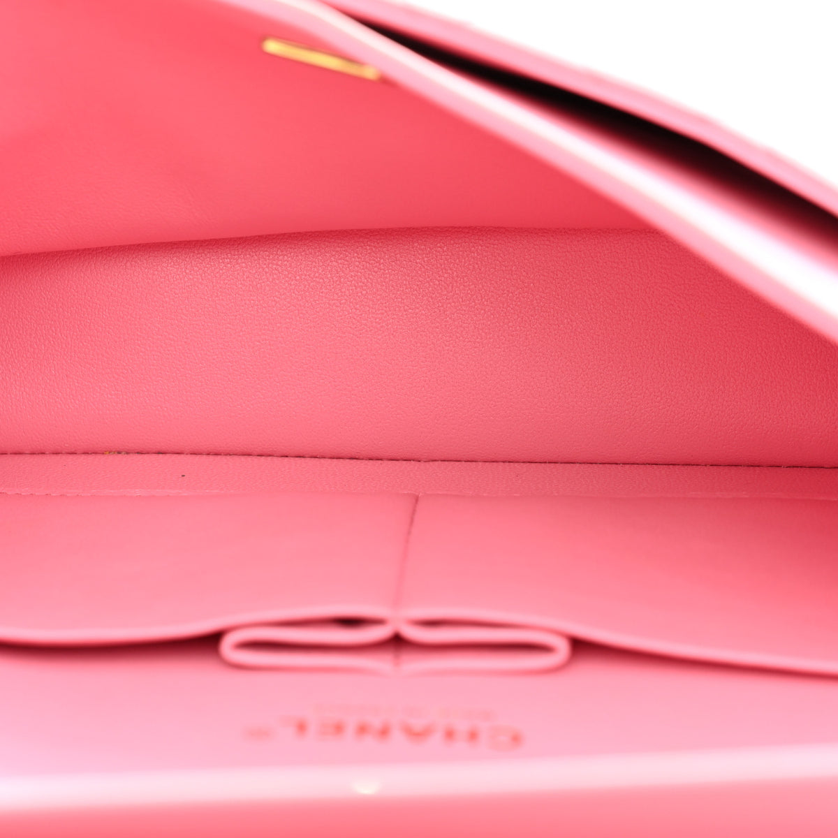 Iridescent Calfskin Quilted Medium Double Flap Pink