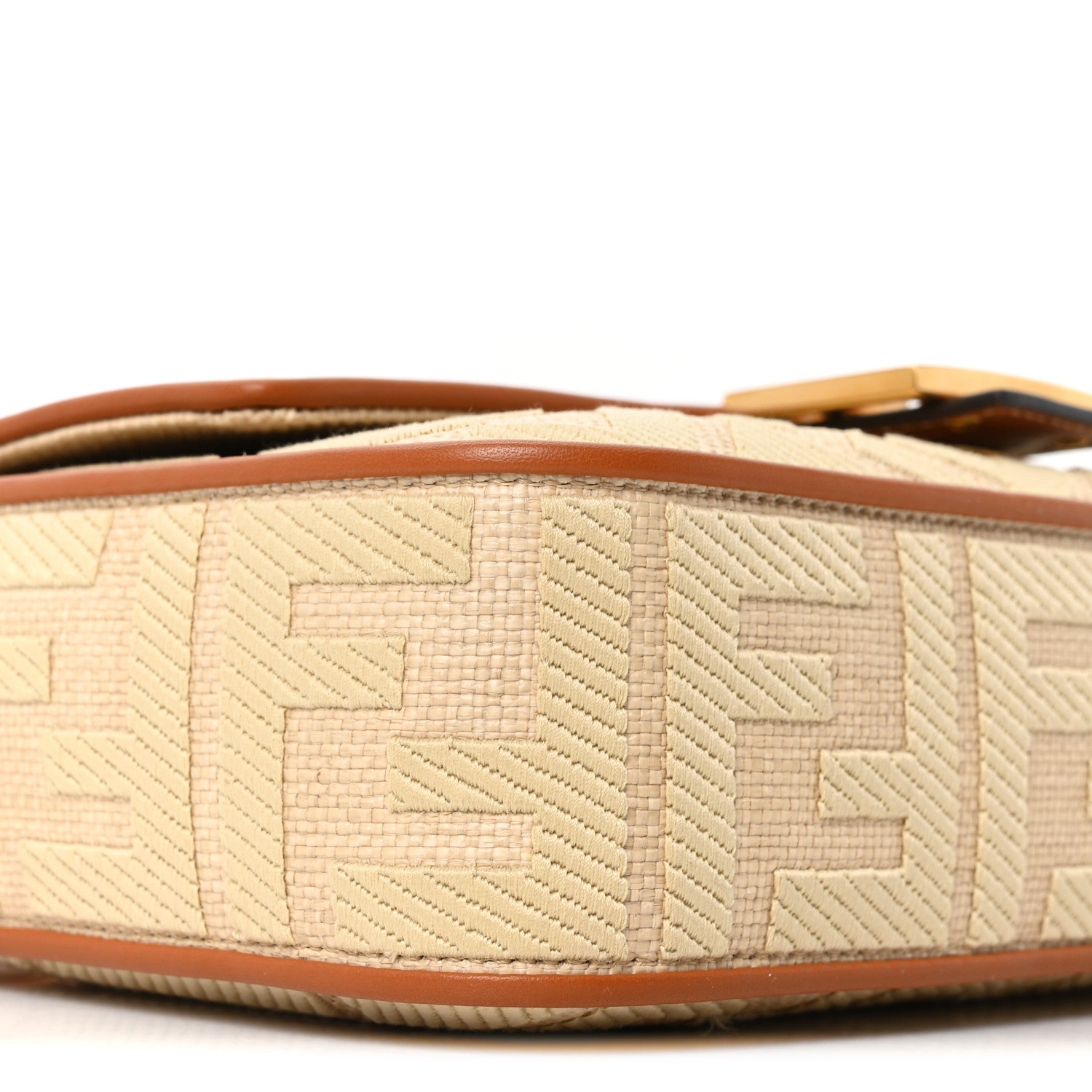 Fendi Raffia Vitello King Lucido FF Embroidered Baguette Alchemy Brandy 8 of 9