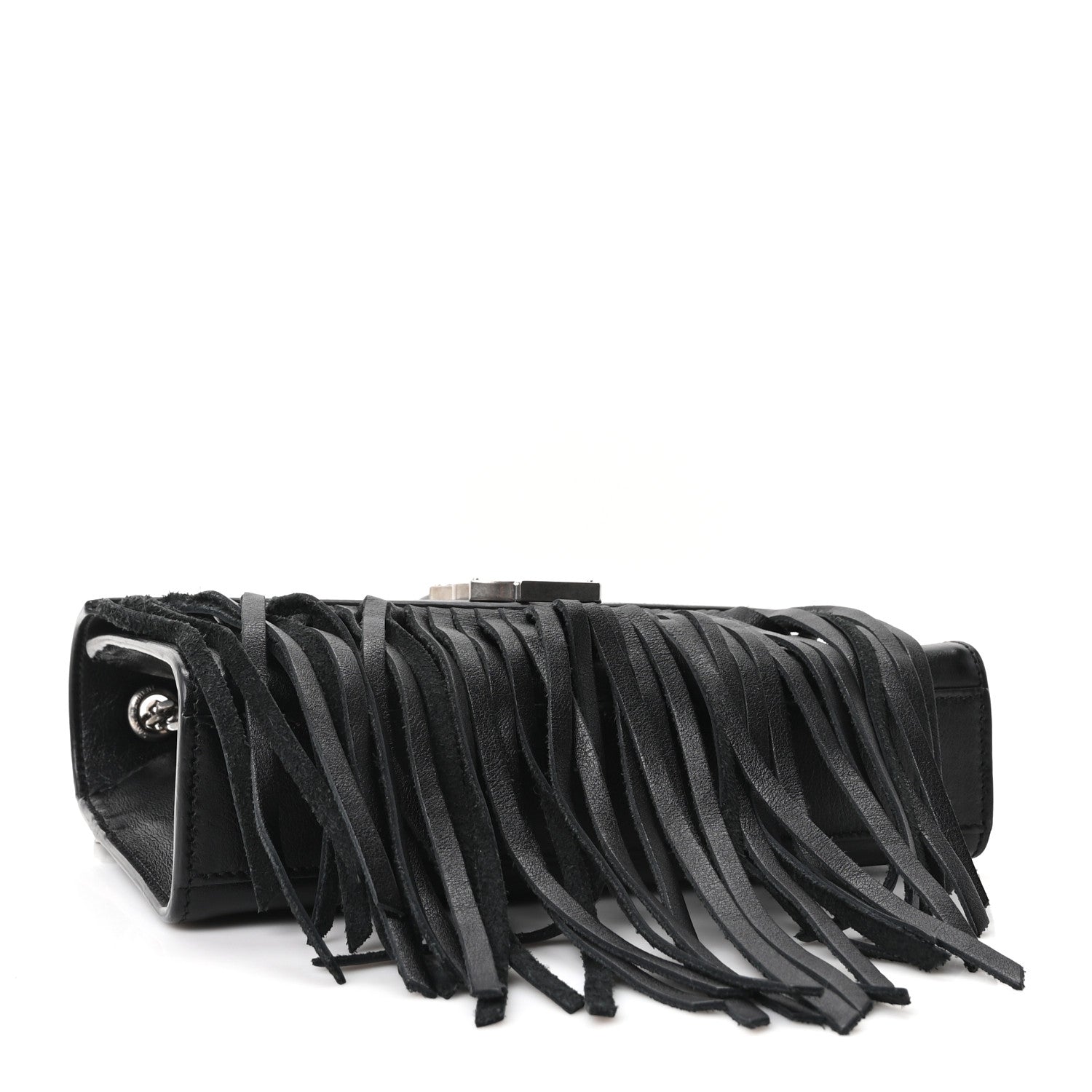 Saint Laurent Calfskin Fringe Small Monogram Satchel Black 4 of 10