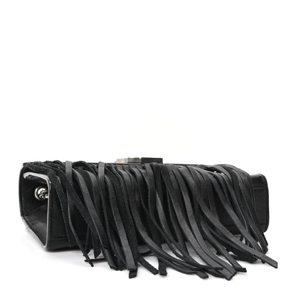 Saint Laurent Calfskin Fringe Small Monogram Satchel Black 4 of 10