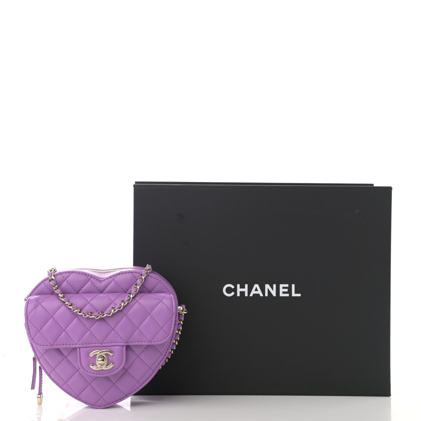 Lambskin Quilted CC In Love Heart Bag Purple