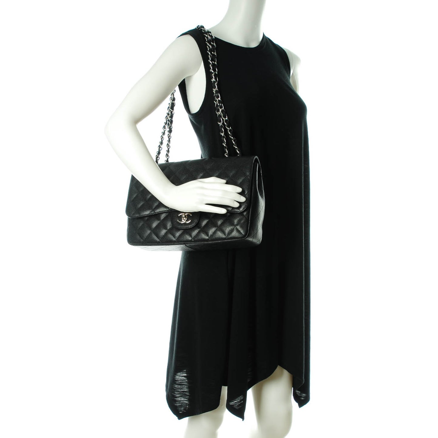 Caviar Quilted Jumbo Single Flap Black
