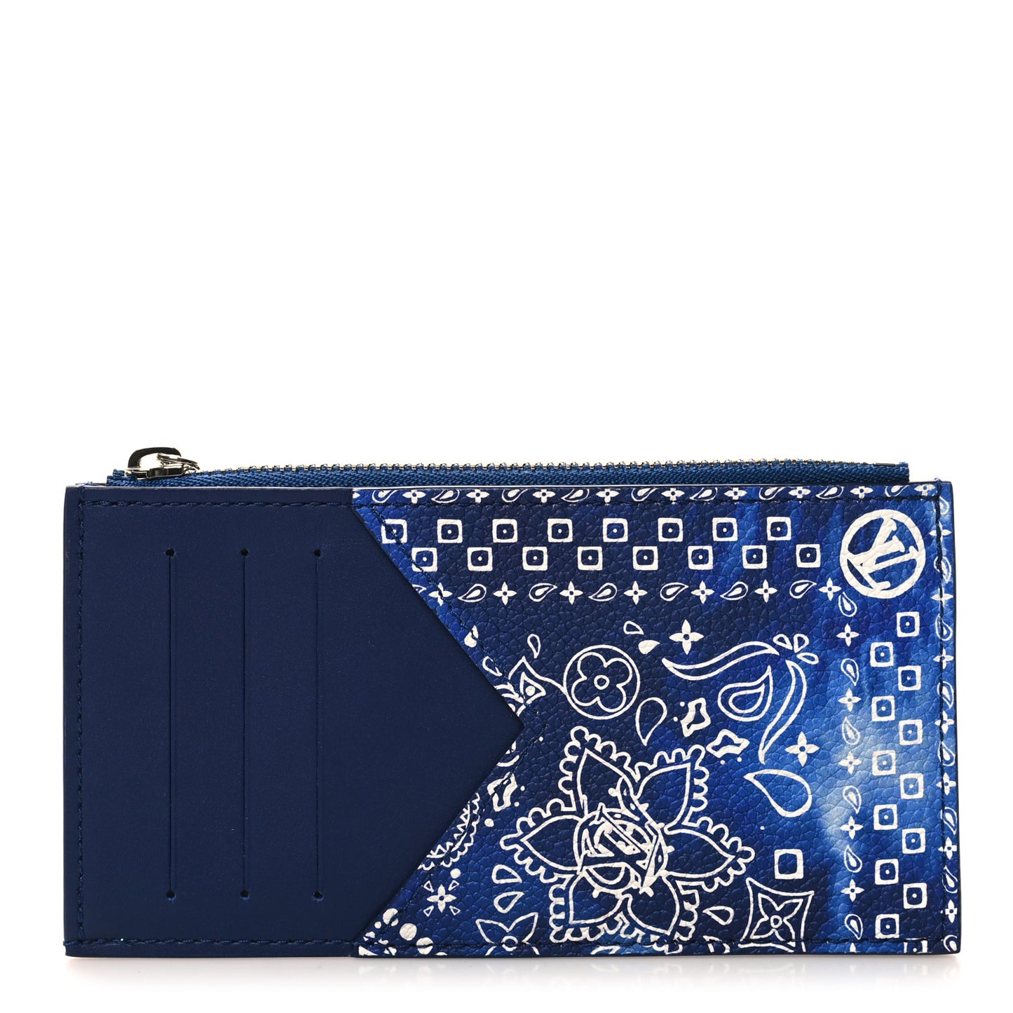 Cowhide Monogram Bandana Coin Card Holder Blue