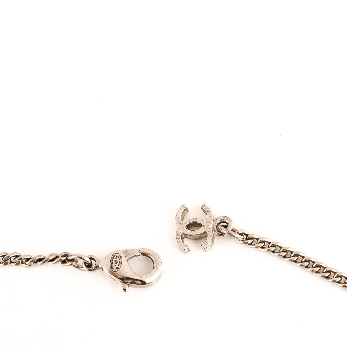 Baguette Crystal CC Necklace Silver Black