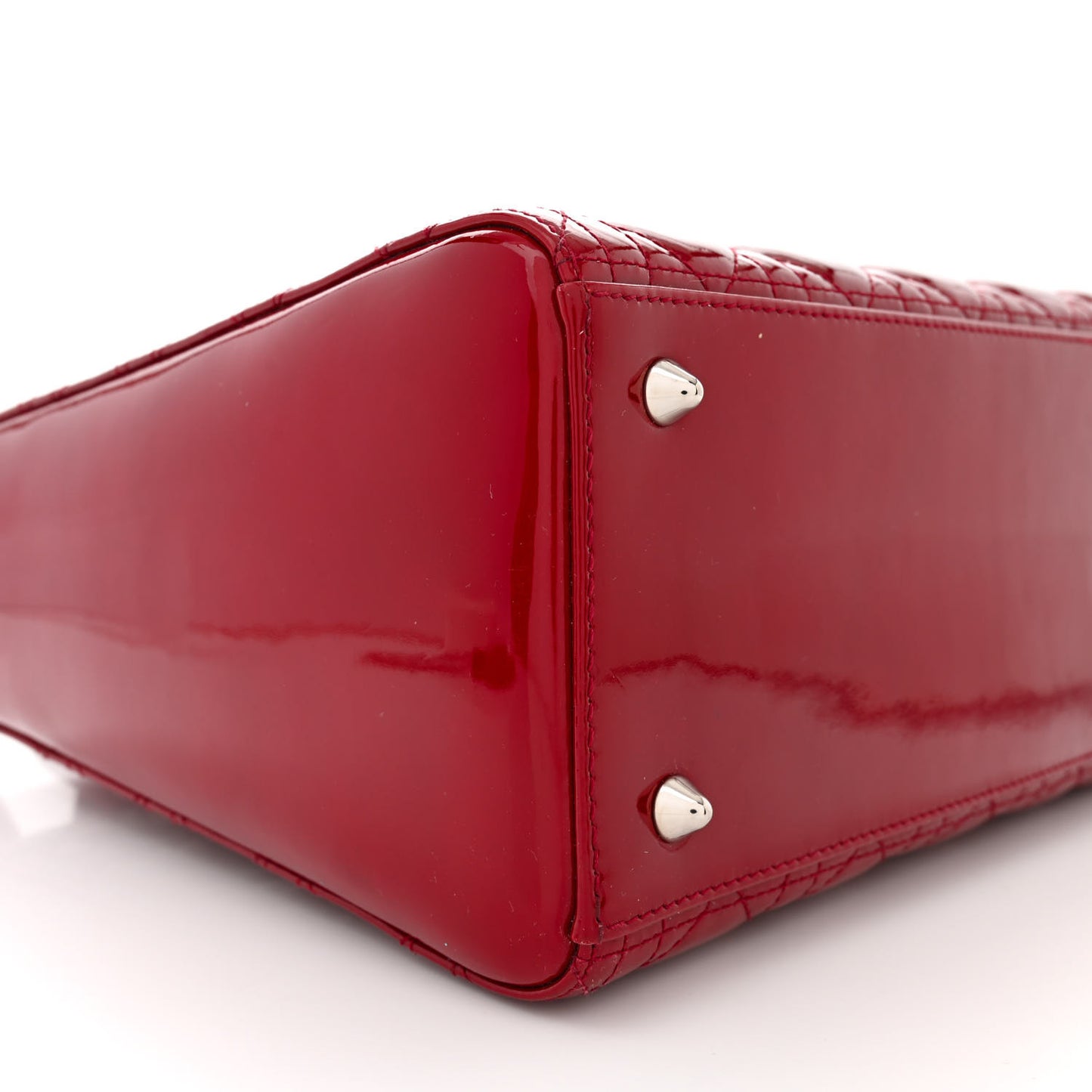 CHRISTIAN DIOR Patent Cannage Medium Lady Dior Red