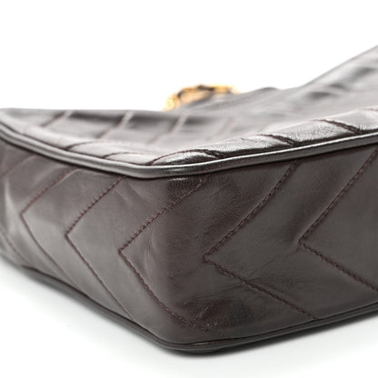 Chanel Lambskin Chevron Quilted Tassel Camera Case Brown 9 of 11