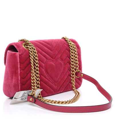 Gucci Velvet Matelasse Small GG Marmont Shoulder Bag Light Raspberry Rose 2 of 10
