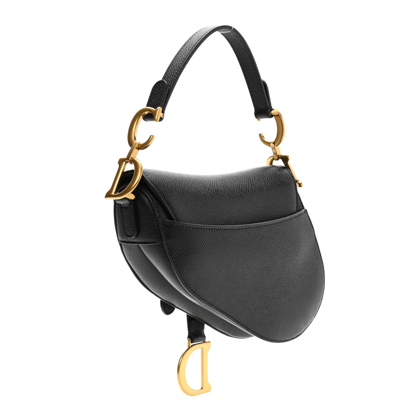 Grained Calfskin Mini Saddle Bag Black