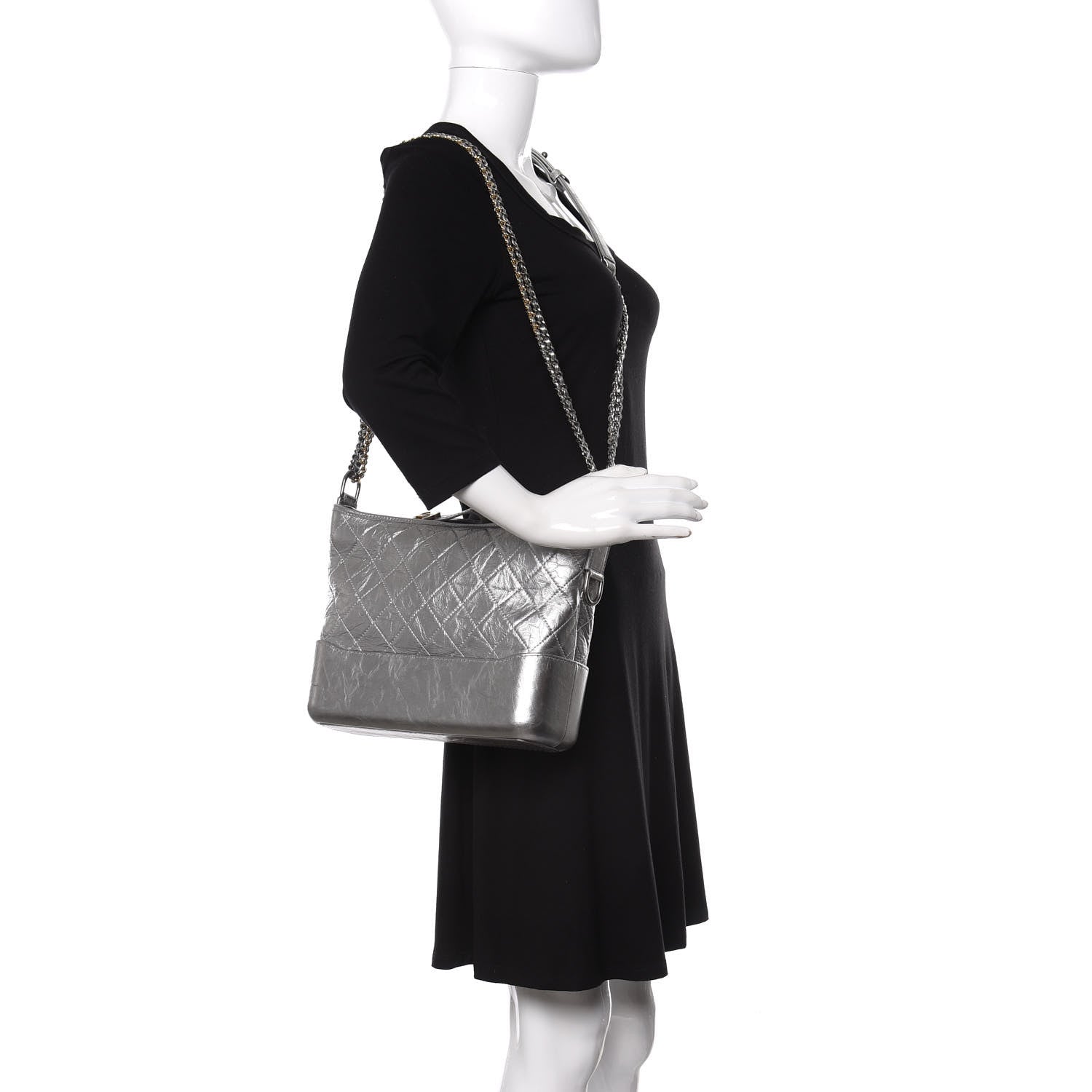 Chanel Metallic Aged Calfskin Quilted Medium Gabrielle Silver 2 of 10