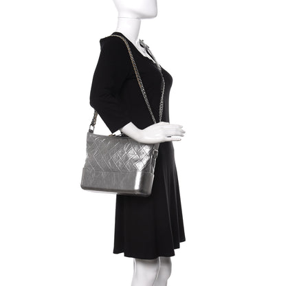 Chanel Metallic Aged Calfskin Quilted Medium Gabrielle Silver 2 of 10