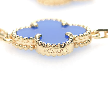 Van Cleef & Arpels 18K Yellow Gold Blue Agate 5 Motifs Vintage Alhambra Bracelet 6 of 8