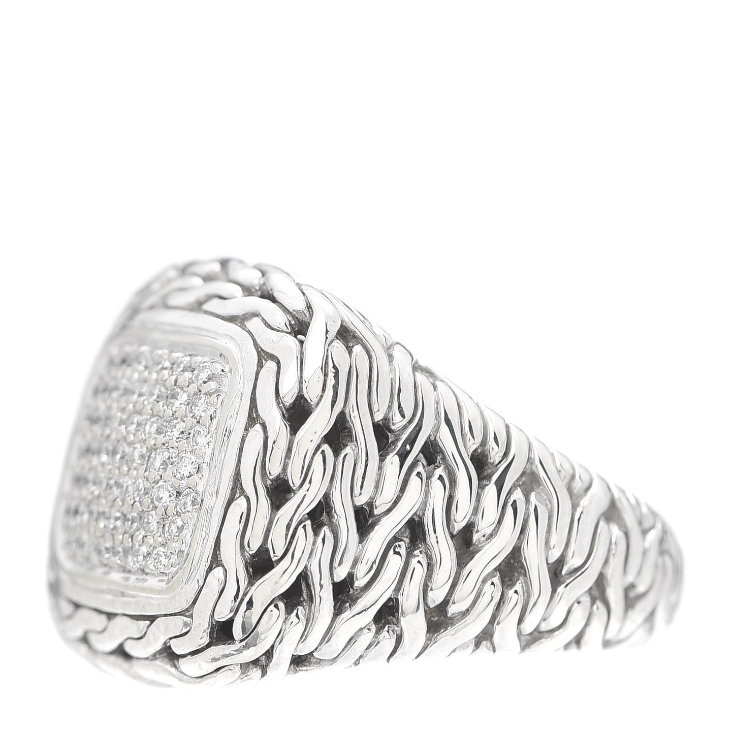 Sterling Silver 18K Yellow Gold Diamond Classic Chain Square Ring 52 6
