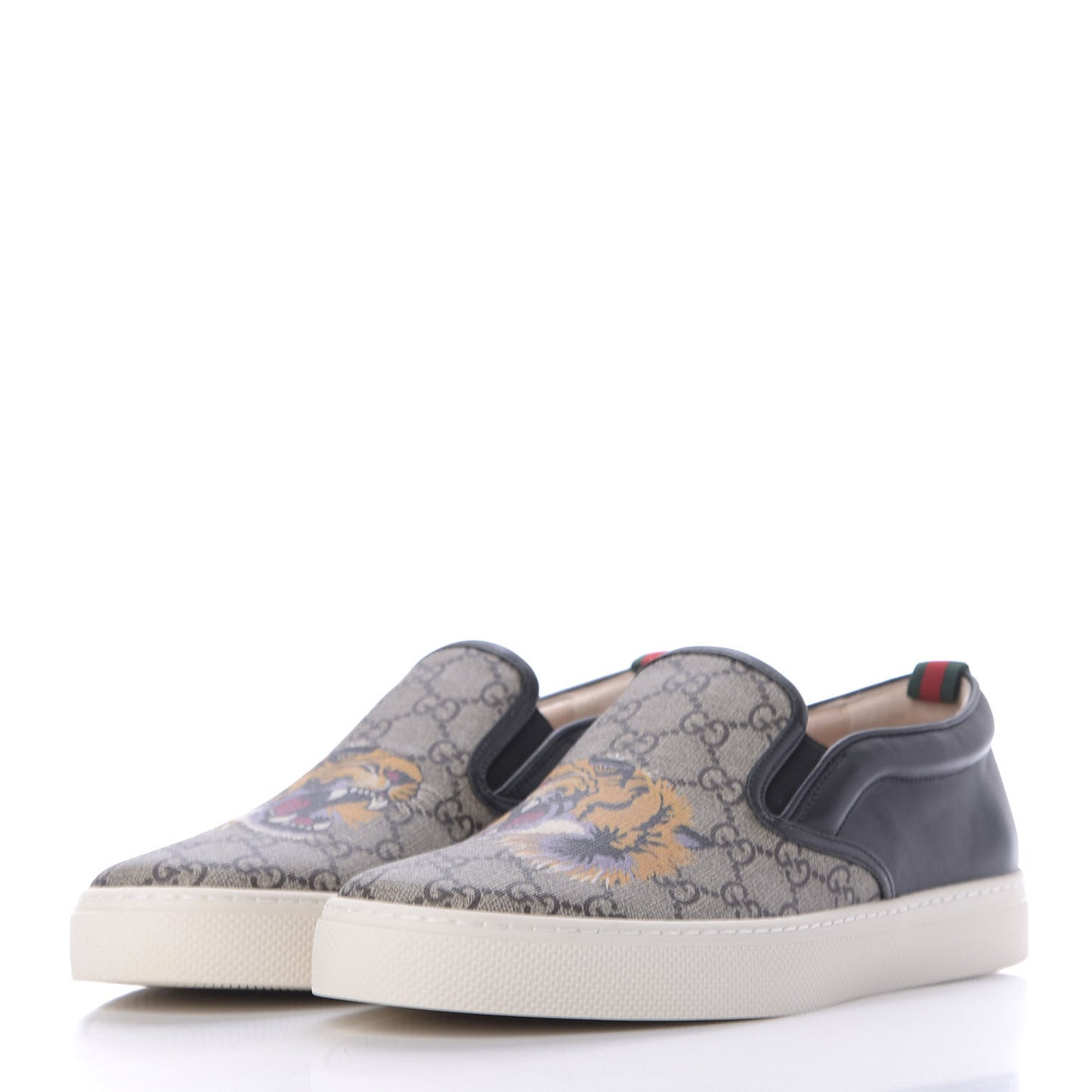 GG Supreme Monogram Tiger Mens Slip On Sneakers 8.5 Beige Multicolor