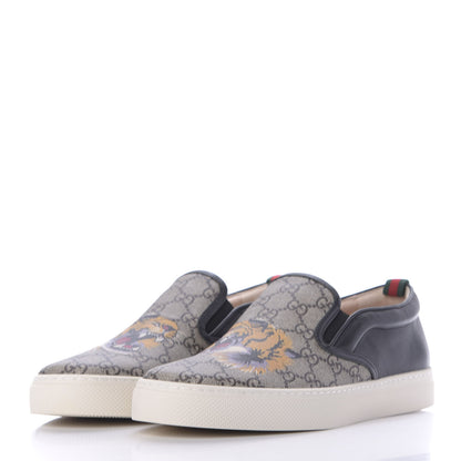 Gucci GG Supreme Monogram Tiger Mens Slip On Sneakers 8.5 Beige Multicolor 3 of 10