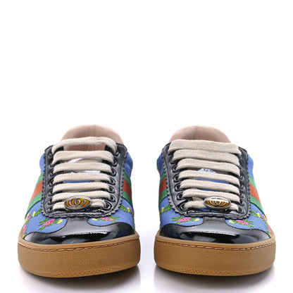 Gucci Nylon Suede Web Floral Womens G74 Sneakers 36 Black Bright Splash 2 of 10
