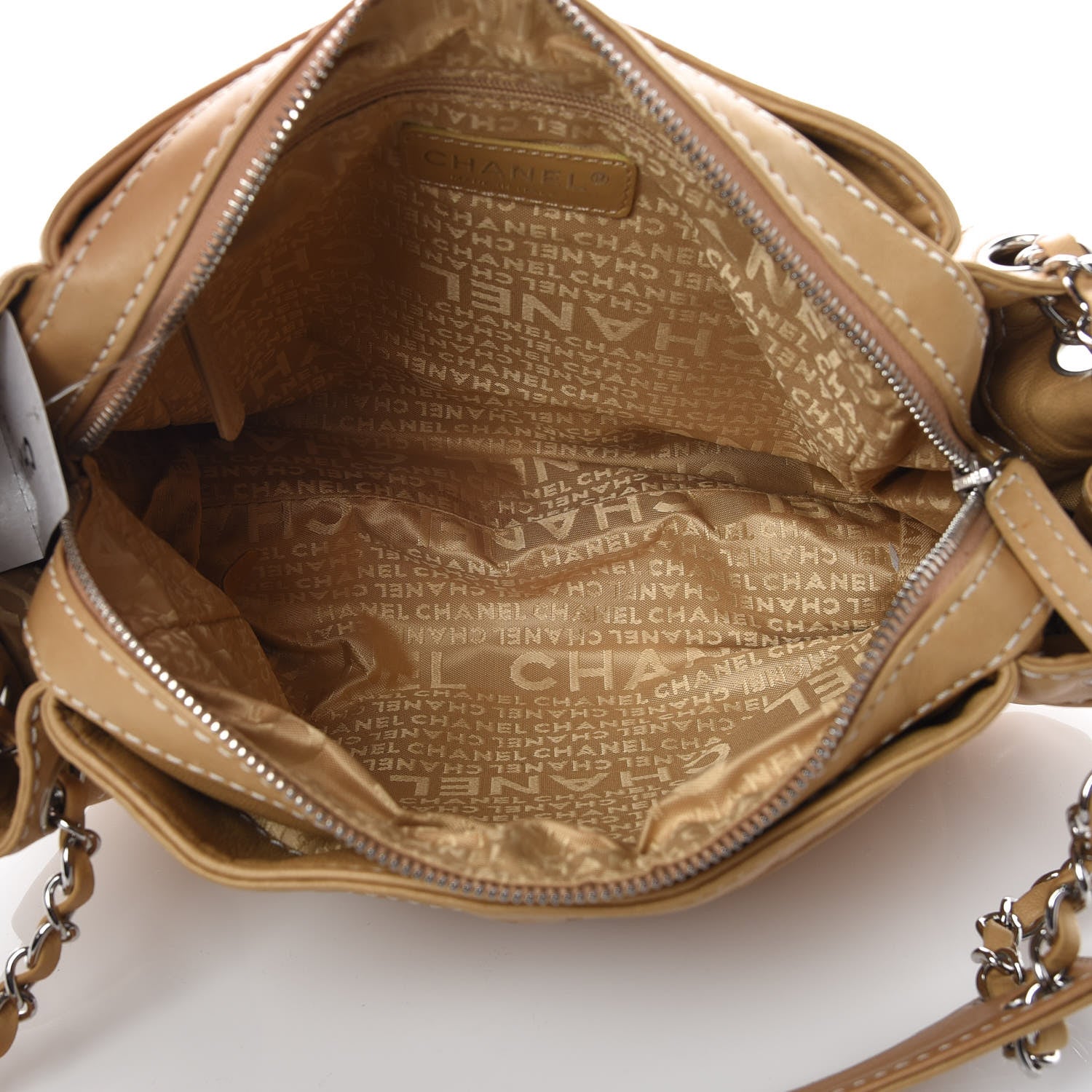Chanel Lambskin Lax Accordion Hobo Beige 6 of 15
