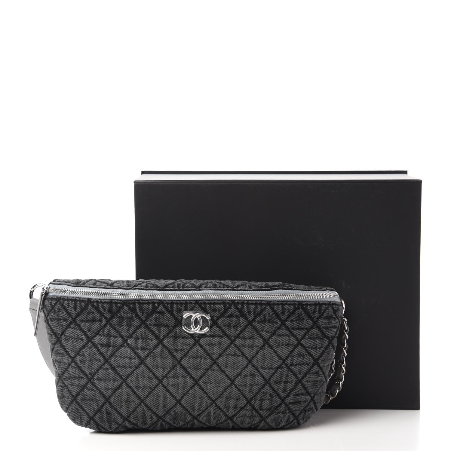 Chanel Denim Quilted Denimpression Waist Bag Black Grey 11 of 11