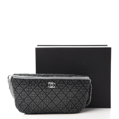 Chanel Denim Quilted Denimpression Waist Bag Black Grey 11 of 11