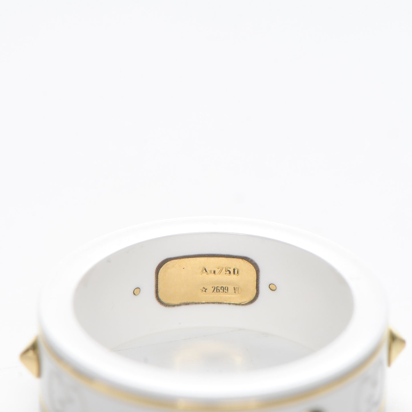 18K Yellow Gold 7mm Studded Icon Ring White 52 6
