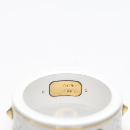 Gucci 18K Yellow Gold 7mm Studded Icon Ring White 52 6 5 of 5