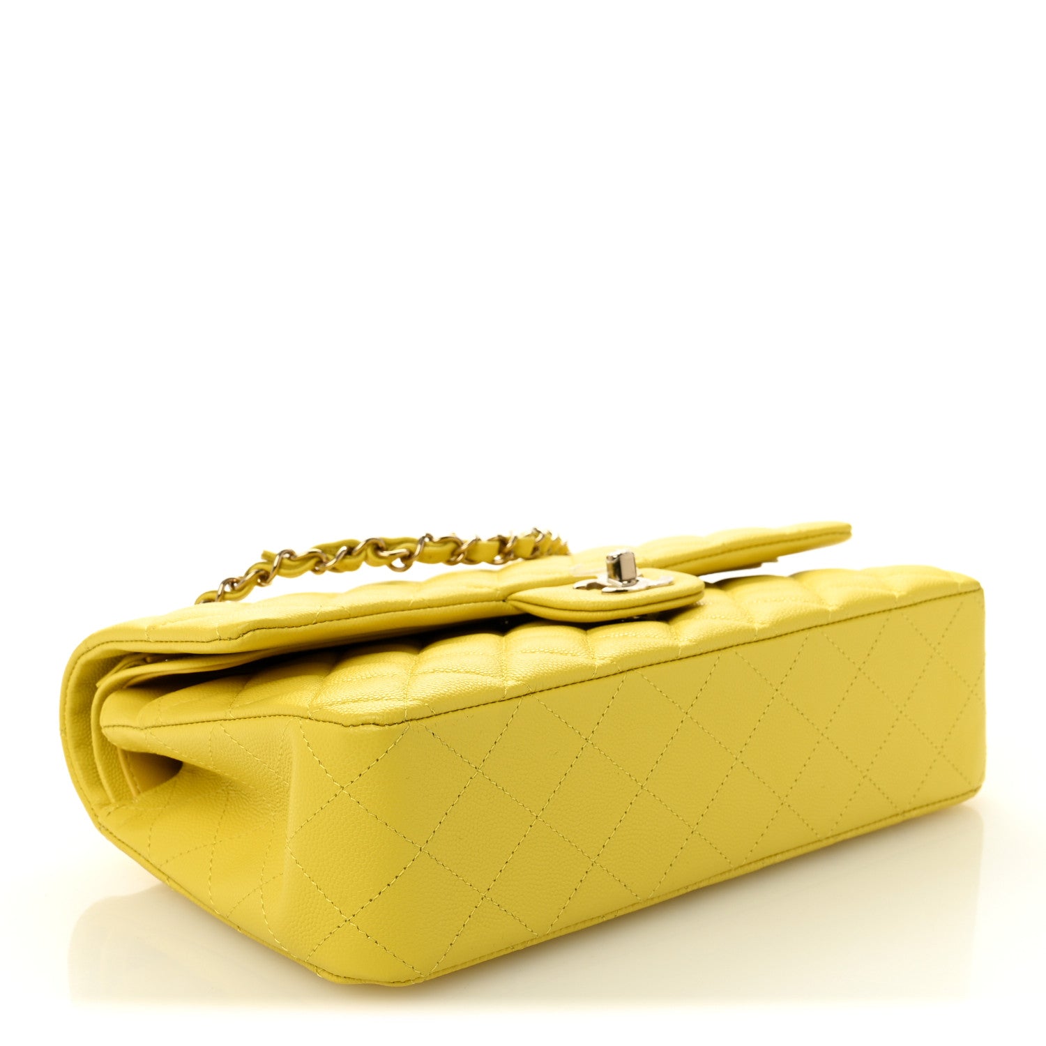 Chanel Caviar Quilted Medium Double Flap Yellow 4 of 10