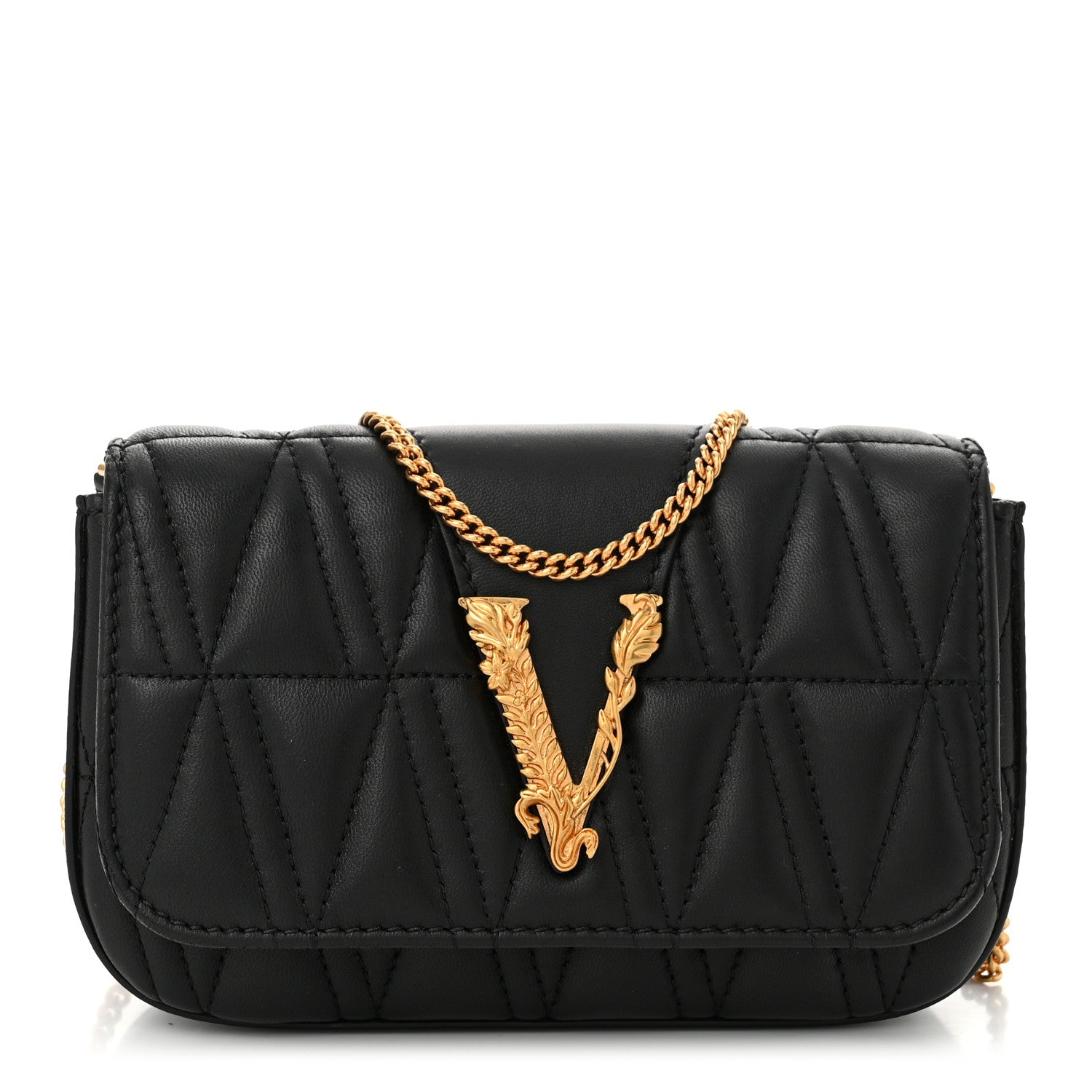 Versace Nappa Quilted Virtus Evening Bag Black 1 of 10