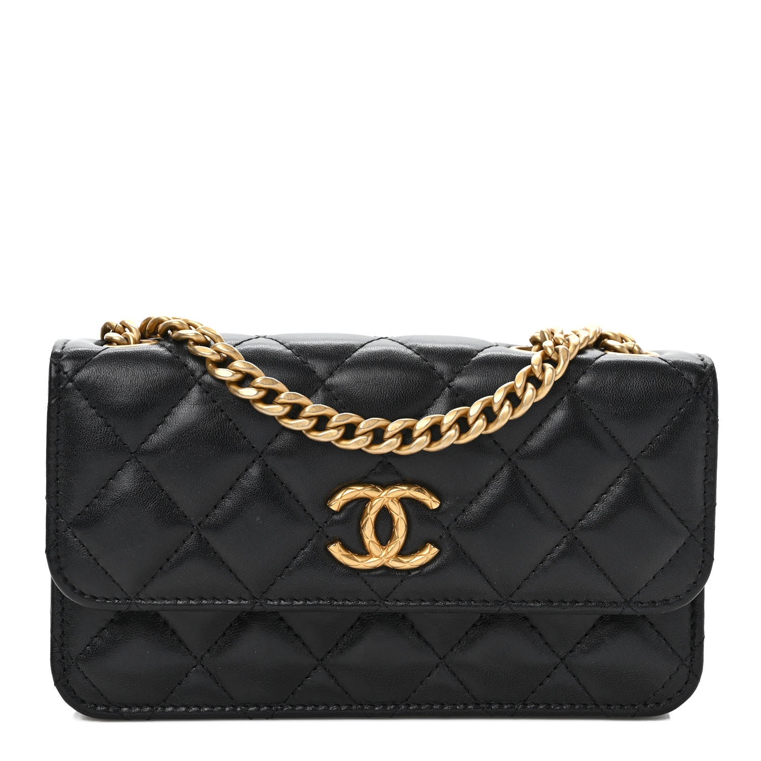 Chanel Lambskin Quilted Dynasty Flap Phone Holder With Chain Black 1 of 11