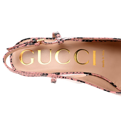 Gucci Calfskin Python Print Horsebit Platform 35/120mm Slingback Pumps 37 Wild Rose 6 of 8