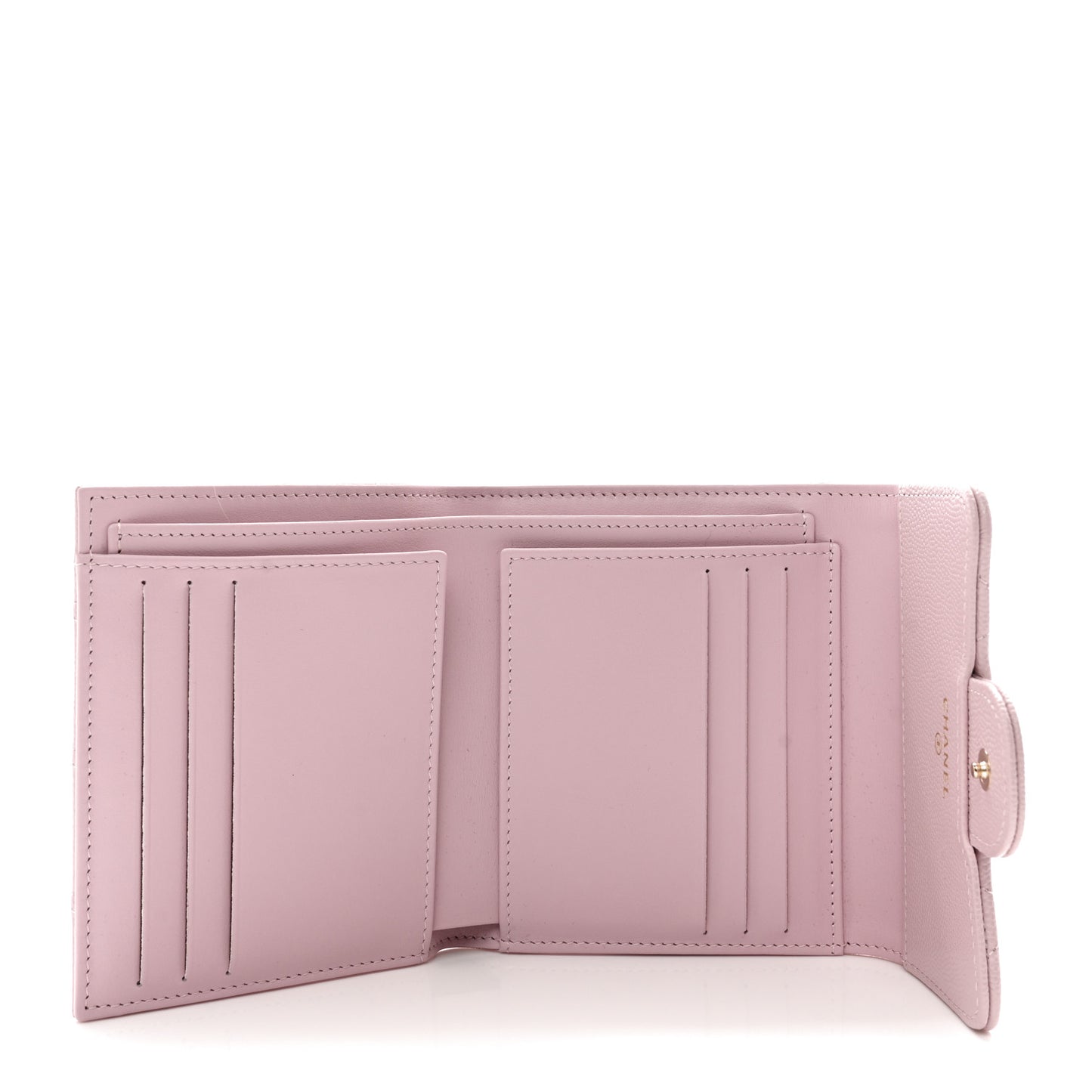 Caviar Quilted Compact Flap Wallet Light Pink