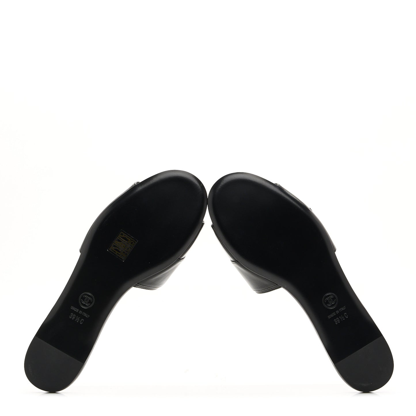 Lambskin Pearl Crystal CC Sandals 39.5 Black