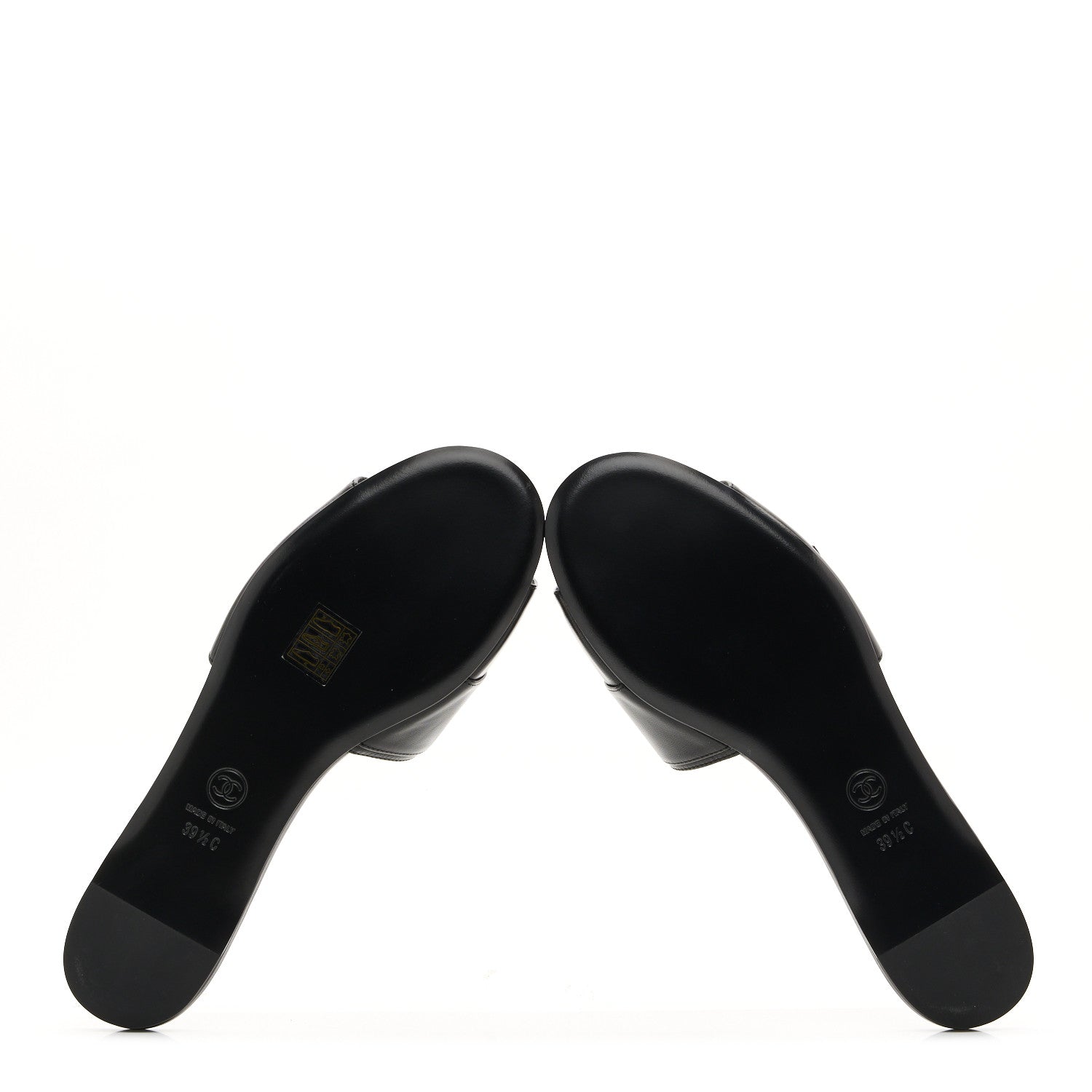 Chanel Lambskin Pearl Crystal CC Sandals 39.5 Black 5 of 9