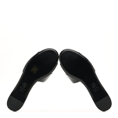 Chanel Lambskin Pearl Crystal CC Sandals 39.5 Black 5 of 9