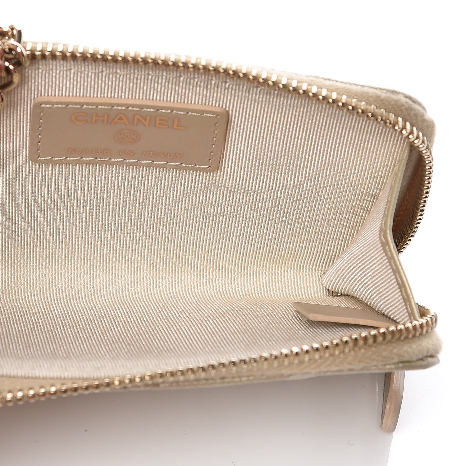 Chanel Metallic Caviar Quilted Key Holder Case Light Gold 7 of 10