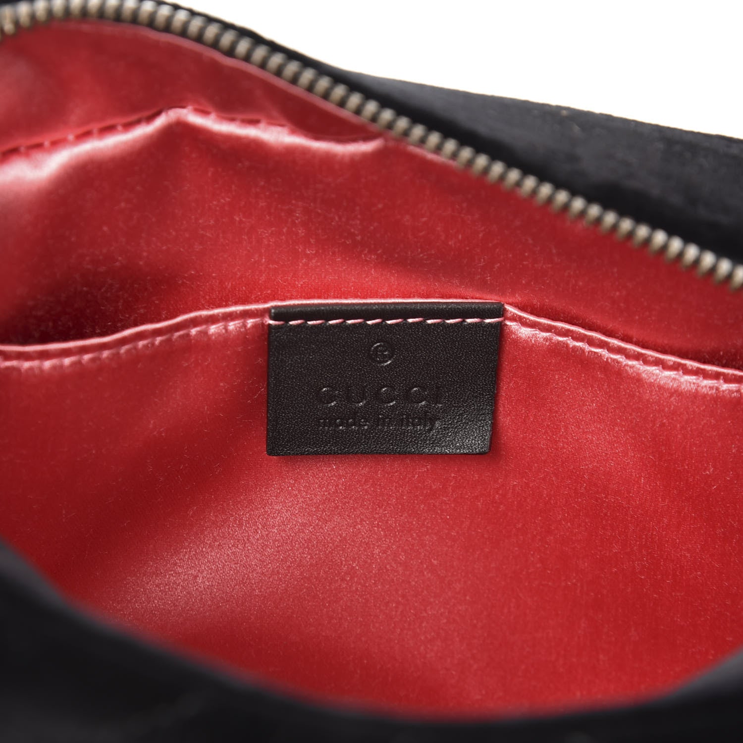 Gucci Velvet Matelasse Deer Embroidered Small GG Marmont Chain Shoulder Bag Black 7 of 9