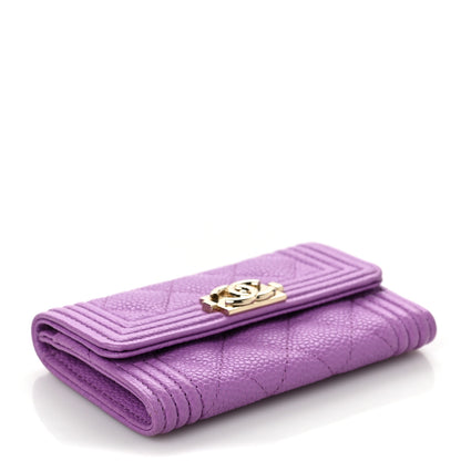 Chanel Caviar Quilted Boy Flap Card Holder Purple 4 of 9
