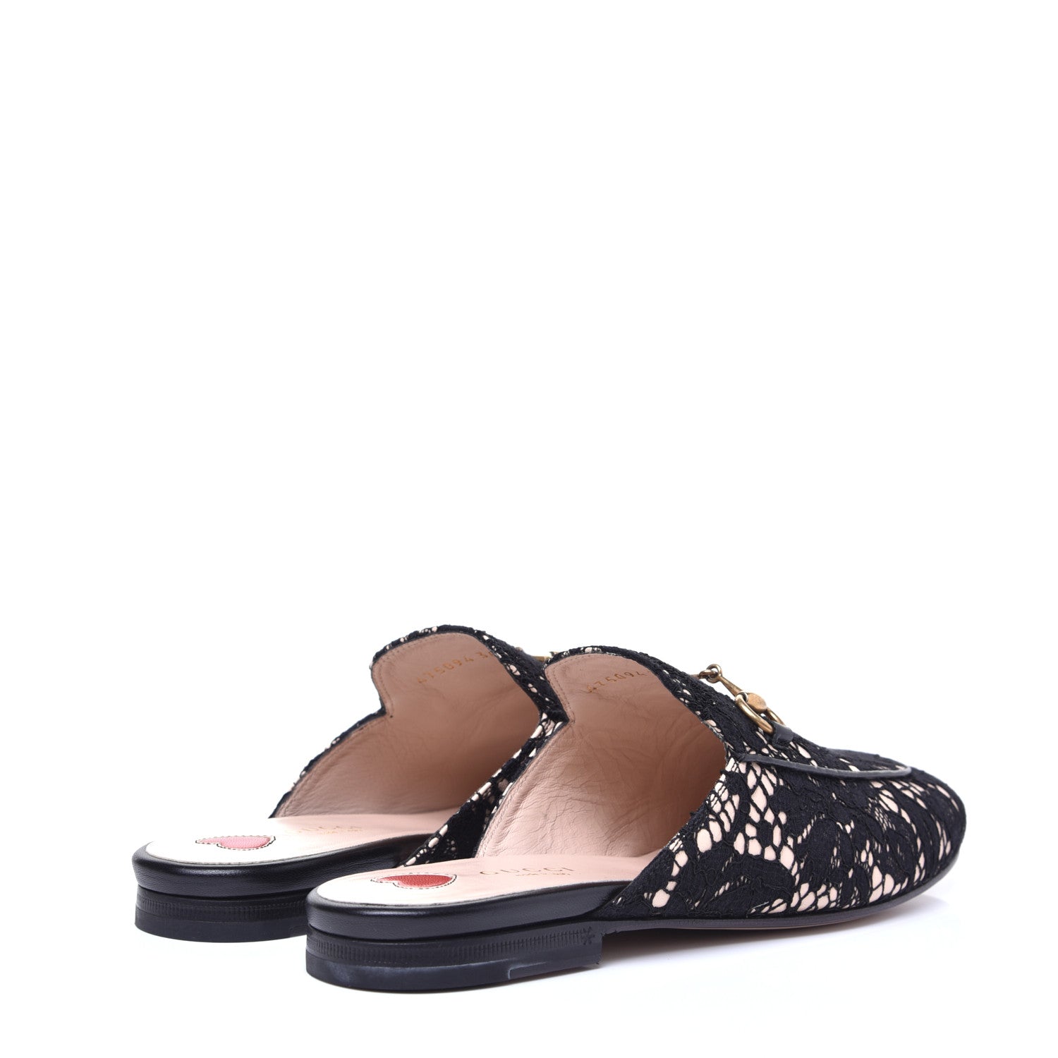 Gucci Lace Malaga Kid Womens Princetown Slippers 36.5 Black Skin Rose 4 of 9