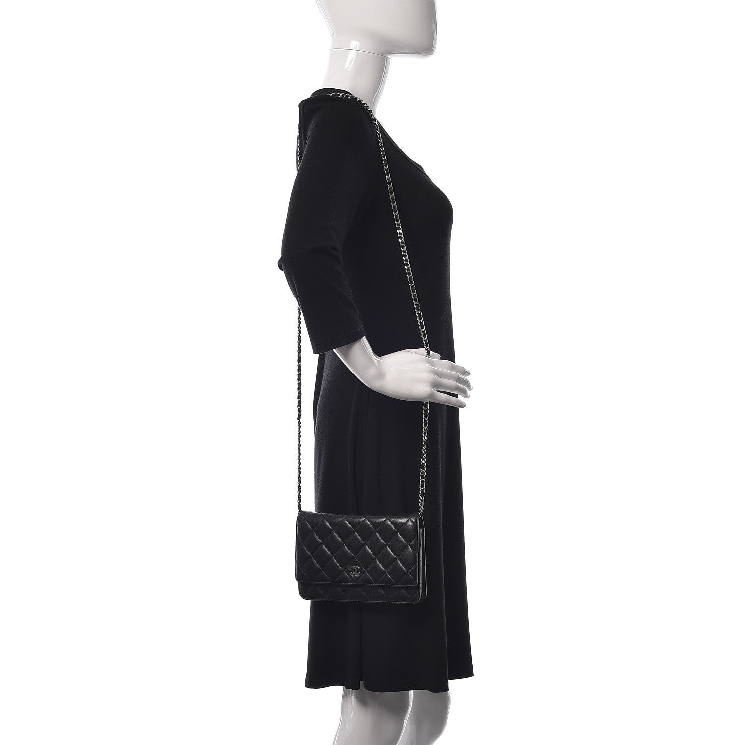 Chanel Lambskin Quilted Wallet On Chain WOC Black 2 of 11
