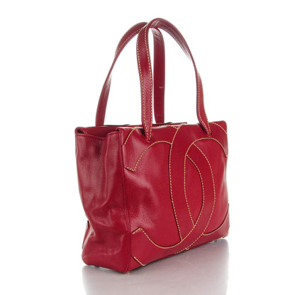 Chanel Caviar CC Stitched Tote Red 3 of 10