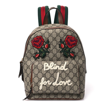 Gucci GG Supreme Monogram Web Blind For Love Embroidered Small Day Backpack 1 of 11