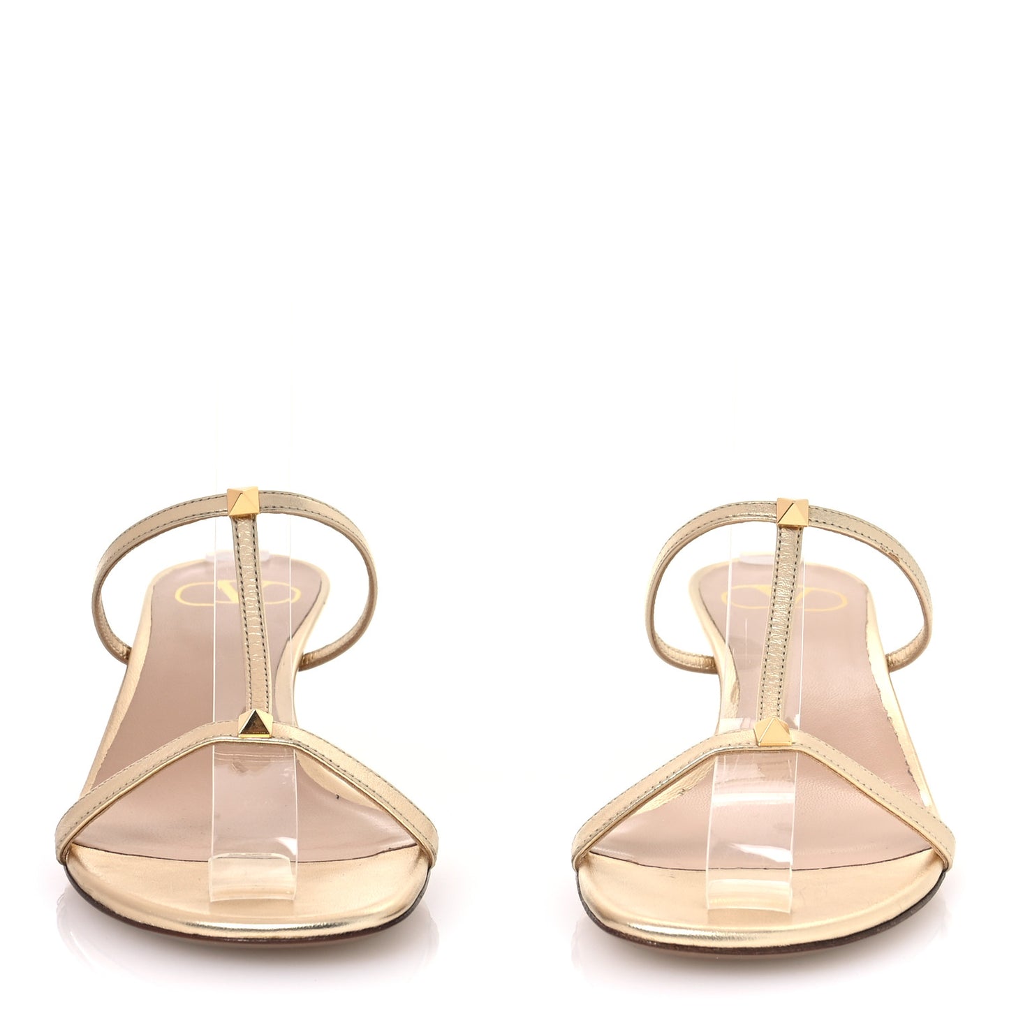 Metallic Nappa Rockstud Sandals 36 Dark Gold