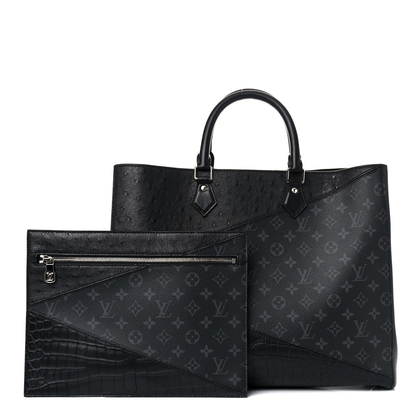 Ostrich Crocodile Monogram Eclipse Grand Sac