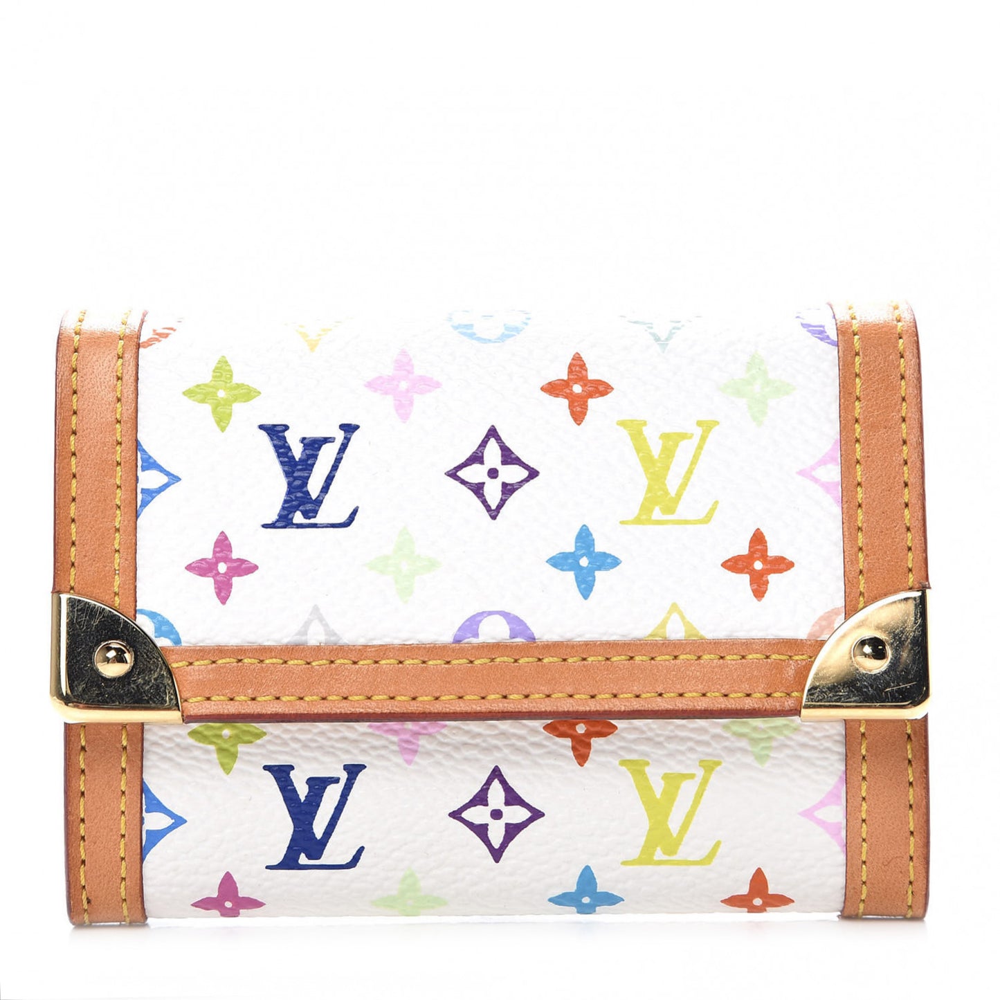 Monogram Multicolor Porte-Monnaie Plat Coin Purse White