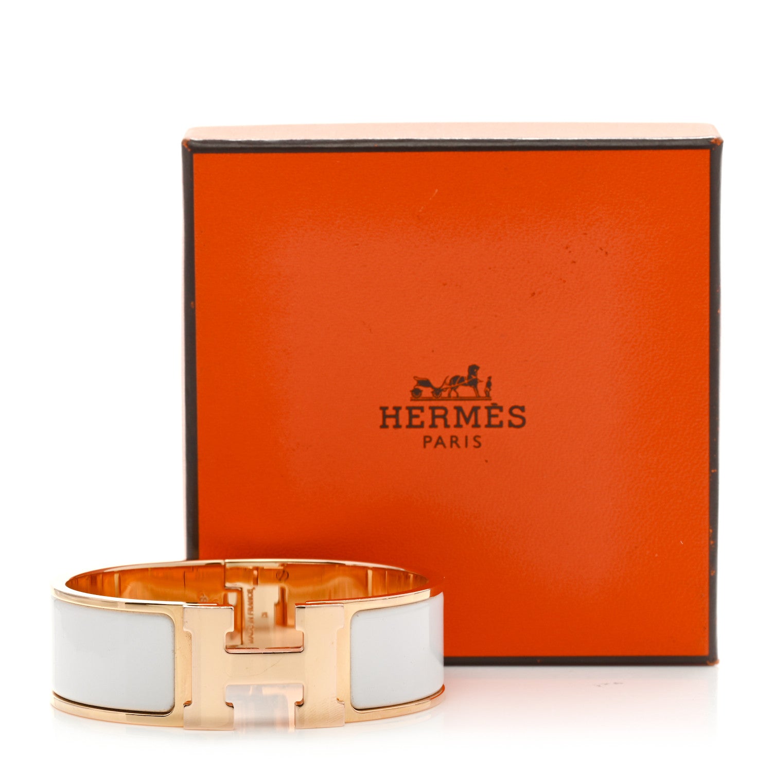 Hermes Enamel Wide Clic Clac H Bracelet GM White 5 of 5