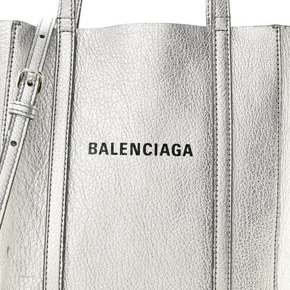 Balenciaga Metallic Goatskin Logo XXS Everyday Tote Argent Black 7 of 13