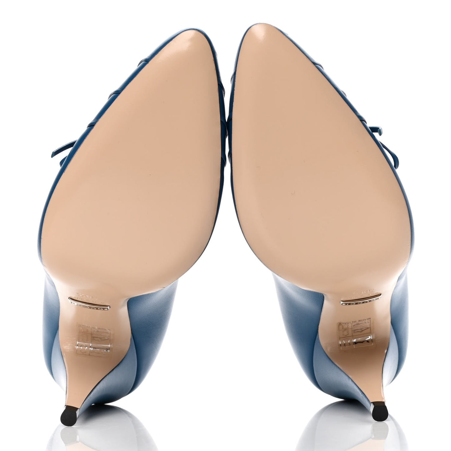 Nappa Bow High Heel Pumps 38.5 Riviera Blue